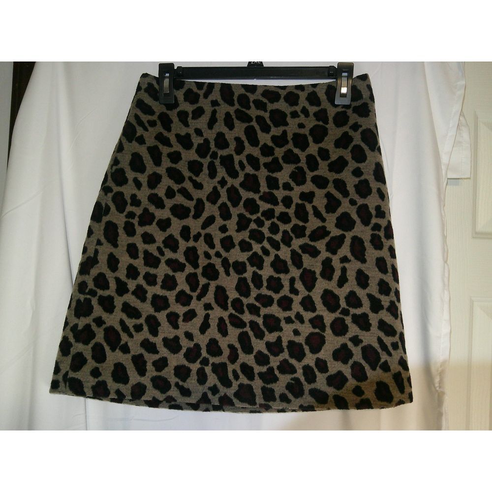 Ann Taylor Leopard Print A-Line‎ Skirt Classic Animal Pattern Size 2